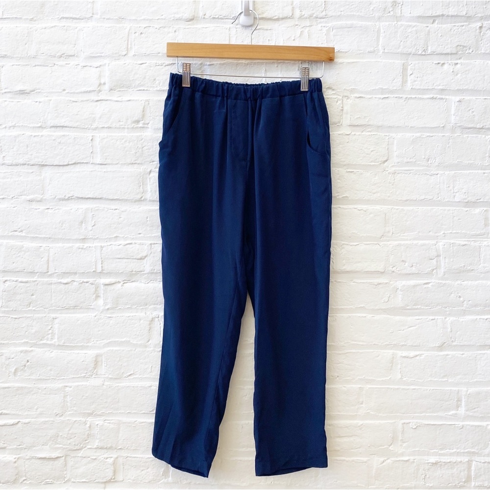 Hatch || Ankle Dress Pants Trousers Silky‎ Pull On Navy Blue P